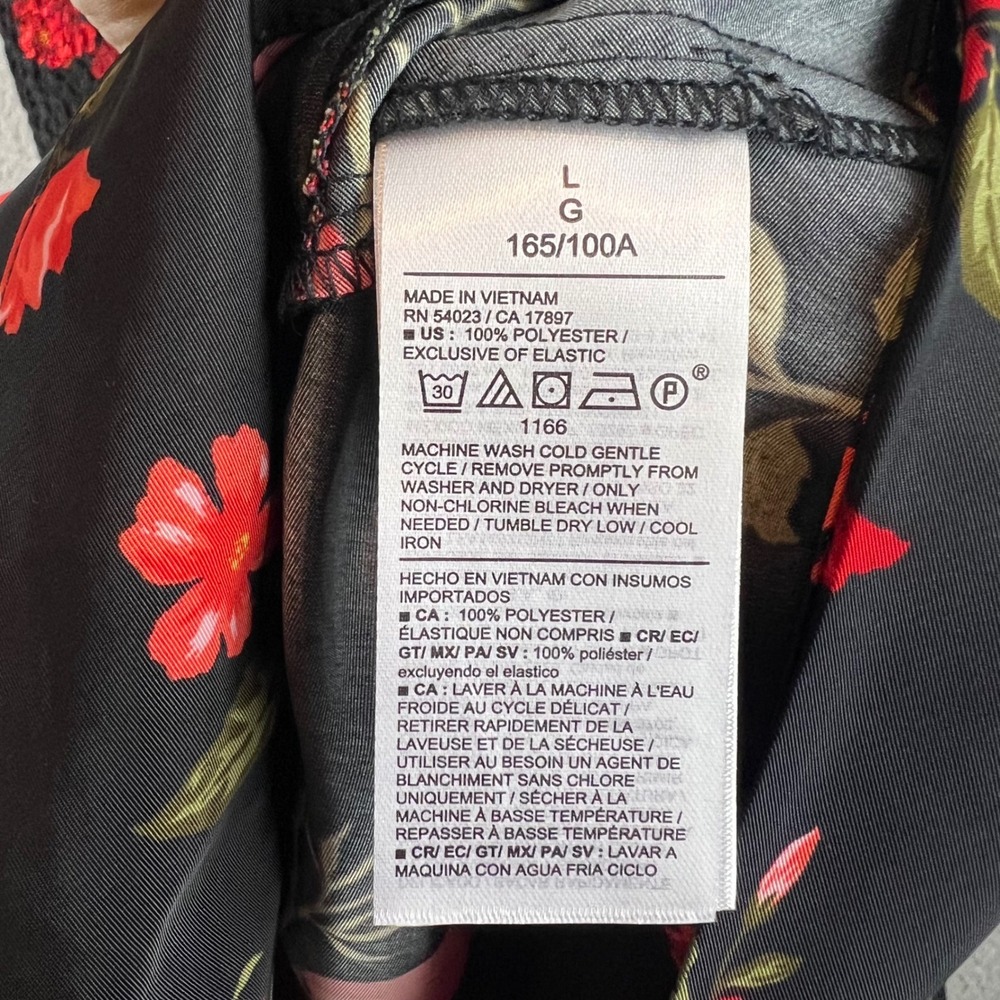 Old Navy The Occasion Floral Fit & Flare Dress Black Red Poppy Tie Shoulder L - Picture 12 of 13